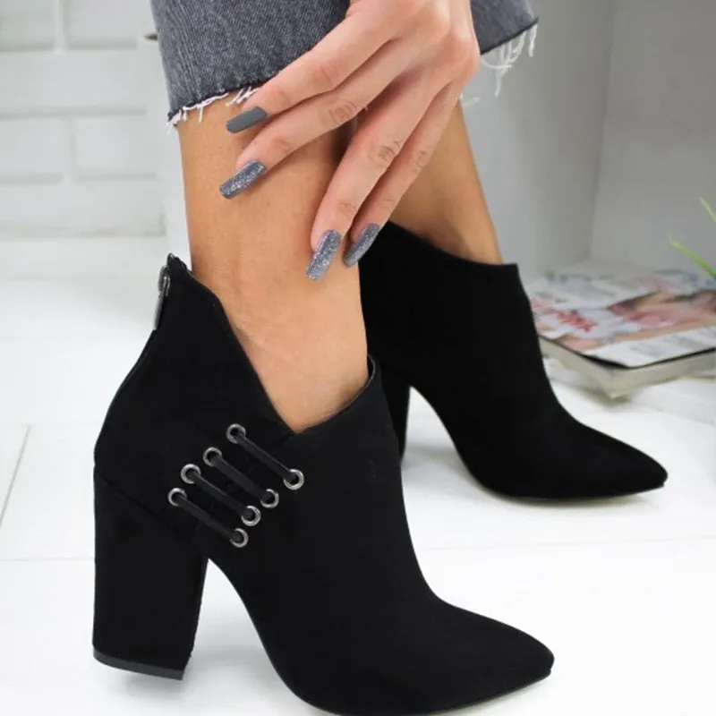 Women Short High Heels Ankle Boots