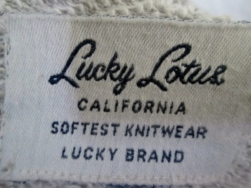 Womens LUCKY BRAND LOTUS Embroidered Elephant Sweatshirt Top S GRAY