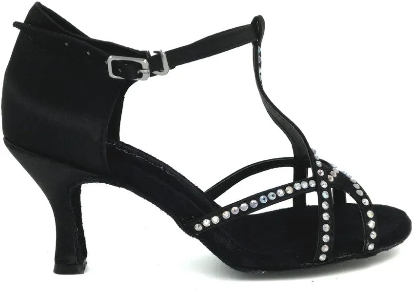Women's Peep Toe Sandals Latin Salsa Blackgo Practice Ballroom Dance Shoes with 2.75" Heel