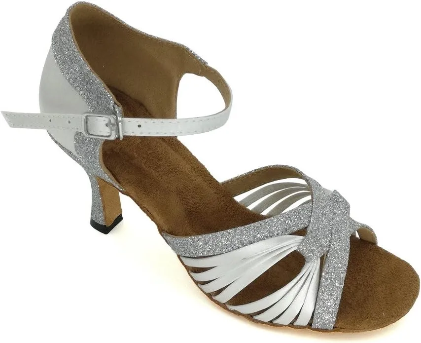 Women's Peep toe Sandals Latin Salsa Blackgo Practice Ballroom Dance Shoes with 2.75" Heel