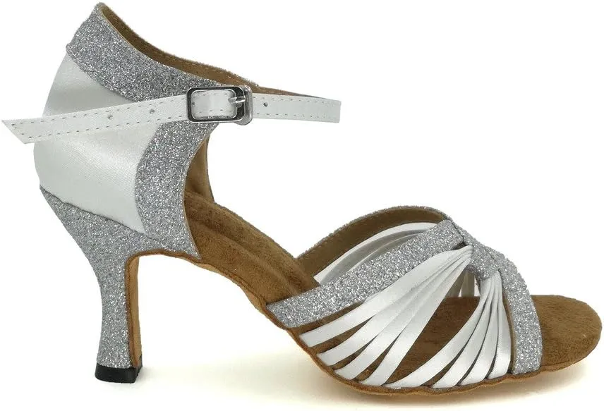 Women's Peep toe Sandals Latin Salsa Blackgo Practice Ballroom Dance Shoes with 2.75" Heel