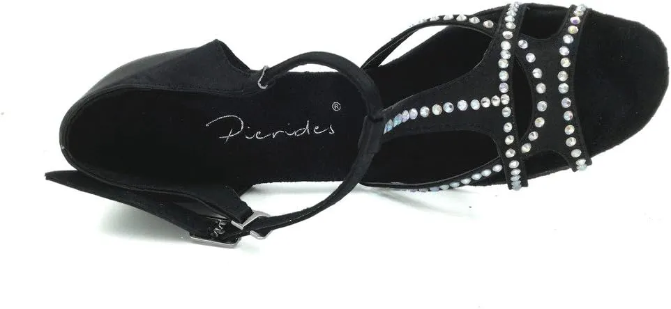 Women's Peep Toe Sandals Latin Salsa Blackgo Practice Ballroom Dance Shoes with 2.75" Heel