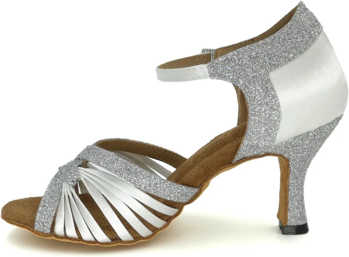 Women's Peep toe Sandals Latin Salsa Blackgo Practice Ballroom Dance Shoes with 2.75" Heel