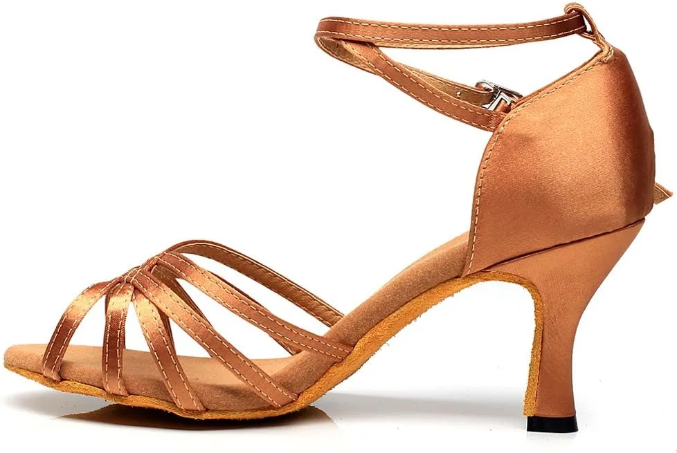 Women's Peep Toe Sandals Latin Salsa Tango Practice Ballroom Dance Shoes with 2.75" Heel