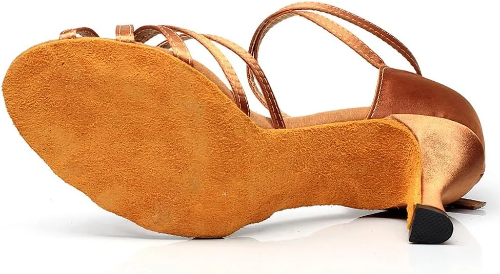 Women's Peep Toe Sandals Latin Salsa Tango Practice Ballroom Dance Shoes with 2.75" Heel