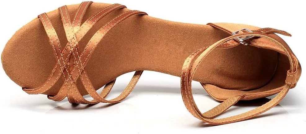 Women's Peep Toe Sandals Latin Salsa Tango Practice Ballroom Dance Shoes with 2.75" Heel