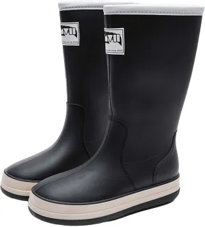 Womens Rain Boots Tall Waterproof Mens Grounded Footwear Booties with Heel Non Slip Work Barefoot Shoes Mid Calf Rain Boots for Women,Waterproof Garden Knee High Boots