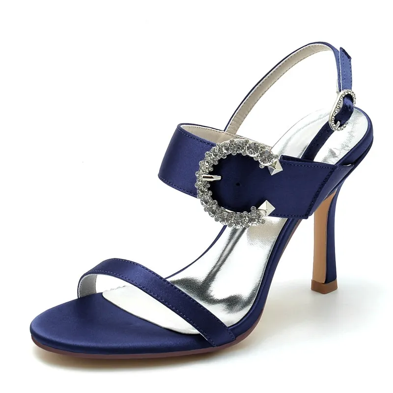 Women's Wedding Shoes Black Peep Toe Stiletto Heel Curved Rhinestone Fashion Bridal Shoes