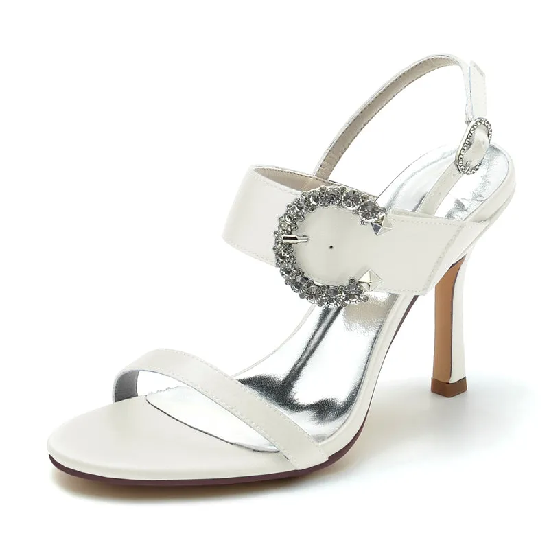 Women's Wedding Shoes Black Peep Toe Stiletto Heel Curved Rhinestone Fashion Bridal Shoes