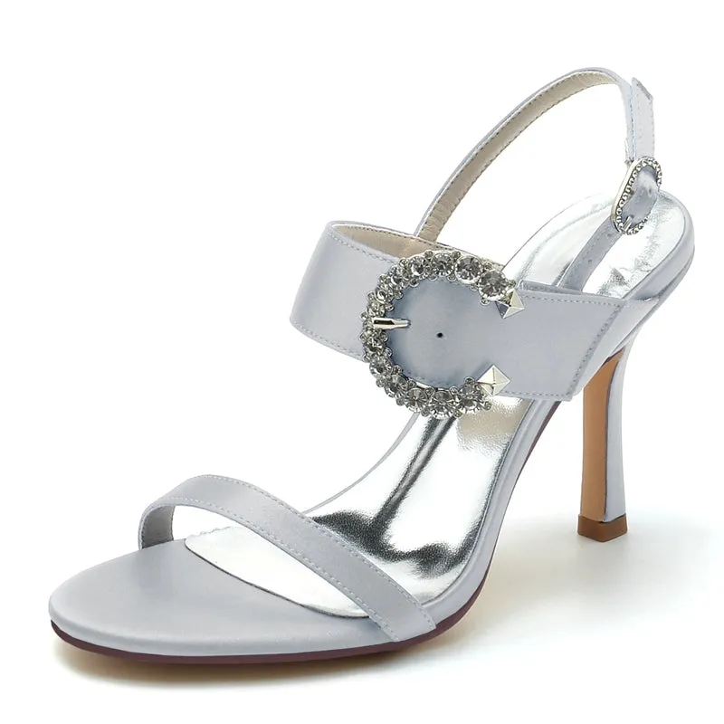 Women's Wedding Shoes Black Peep Toe Stiletto Heel Curved Rhinestone Fashion Bridal Shoes