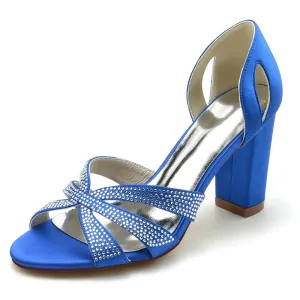 Women's Wedding Shoes Peep Toe High Heel Cross Crystal Straps Classical Bridal Shoes