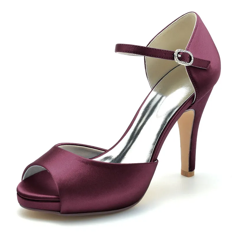 Women's Wedding Shoes Peep Toe Stiletto Heel High-End Minimalism Buckle Bridal Shoes