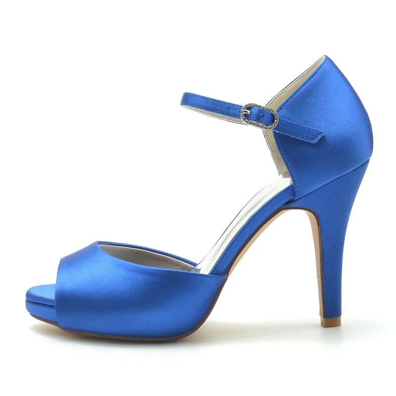 Women's Wedding Shoes Peep Toe Stiletto Heel High-End Minimalism Buckle Bridal Shoes