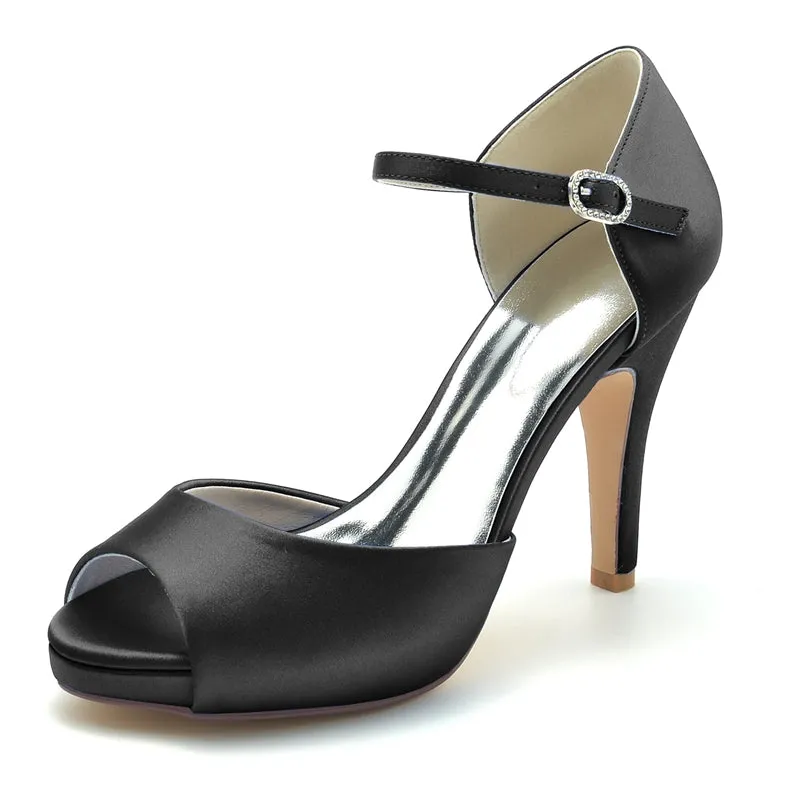 Women's Wedding Shoes Peep Toe Stiletto Heel High-End Minimalism Buckle Bridal Shoes