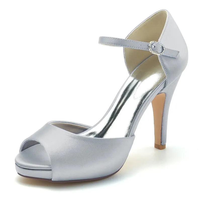 Women's Wedding Shoes Peep Toe Stiletto Heel High-End Minimalism Buckle Bridal Shoes