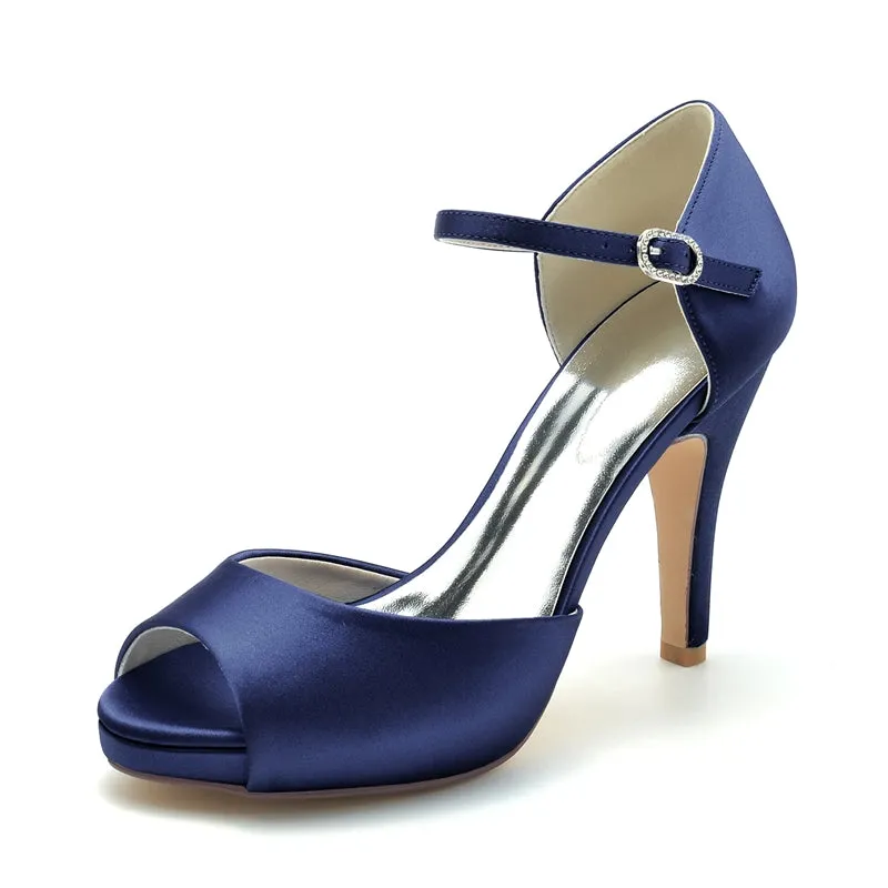 Women's Wedding Shoes Peep Toe Stiletto Heel High-End Minimalism Buckle Bridal Shoes