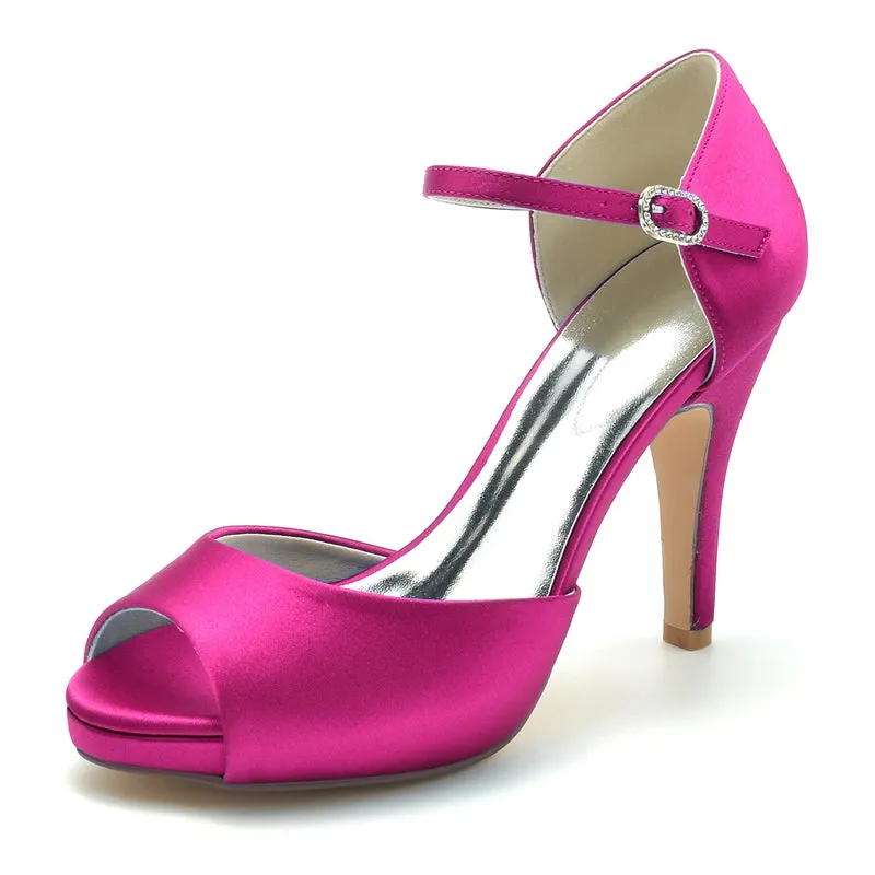 Women's Wedding Shoes Peep Toe Stiletto Heel High-End Minimalism Buckle Bridal Shoes