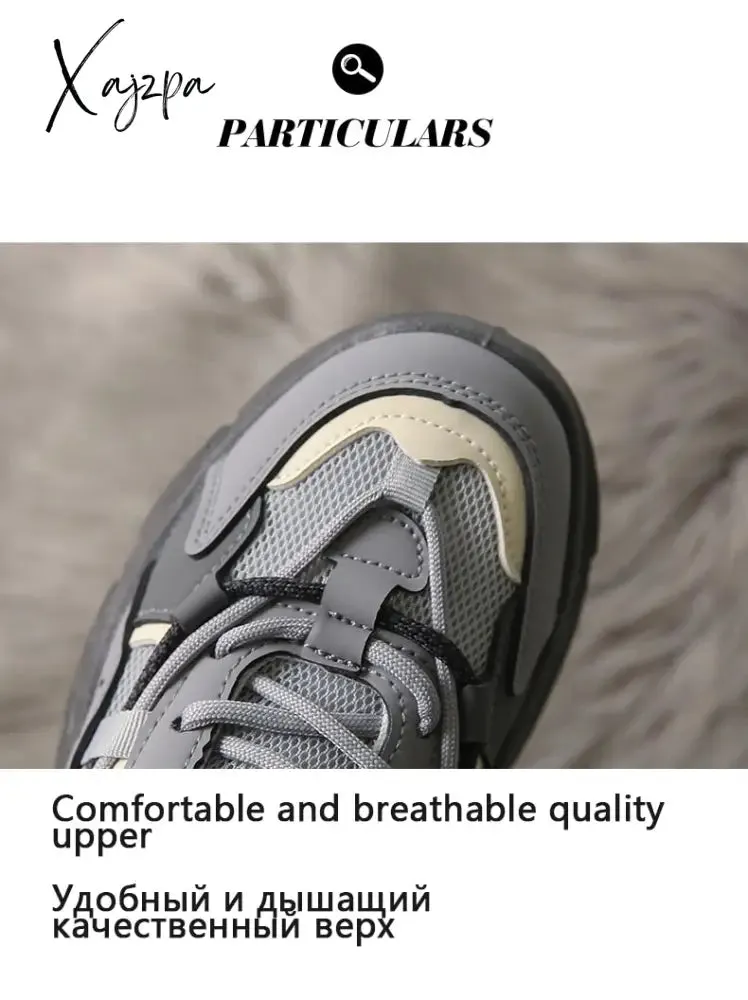 Xajzpa - Sneakers Women Spring Chunky Sneakers New Design Quality Woman Shoes Thick Sole Platform Sneakers Ladies Sport Shoes