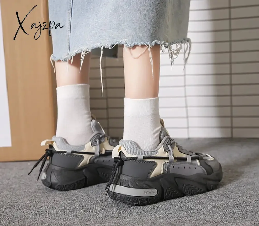 Xajzpa - Sneakers Women Spring Chunky Sneakers New Design Quality Woman Shoes Thick Sole Platform Sneakers Ladies Sport Shoes