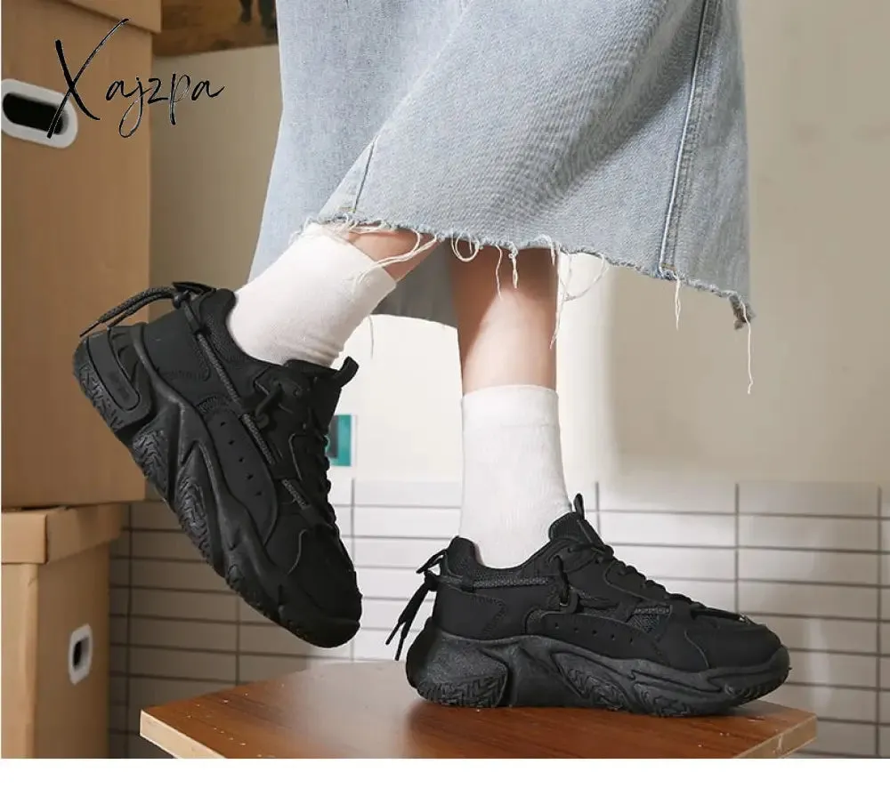 Xajzpa - Sneakers Women Spring Chunky Sneakers New Design Quality Woman Shoes Thick Sole Platform Sneakers Ladies Sport Shoes