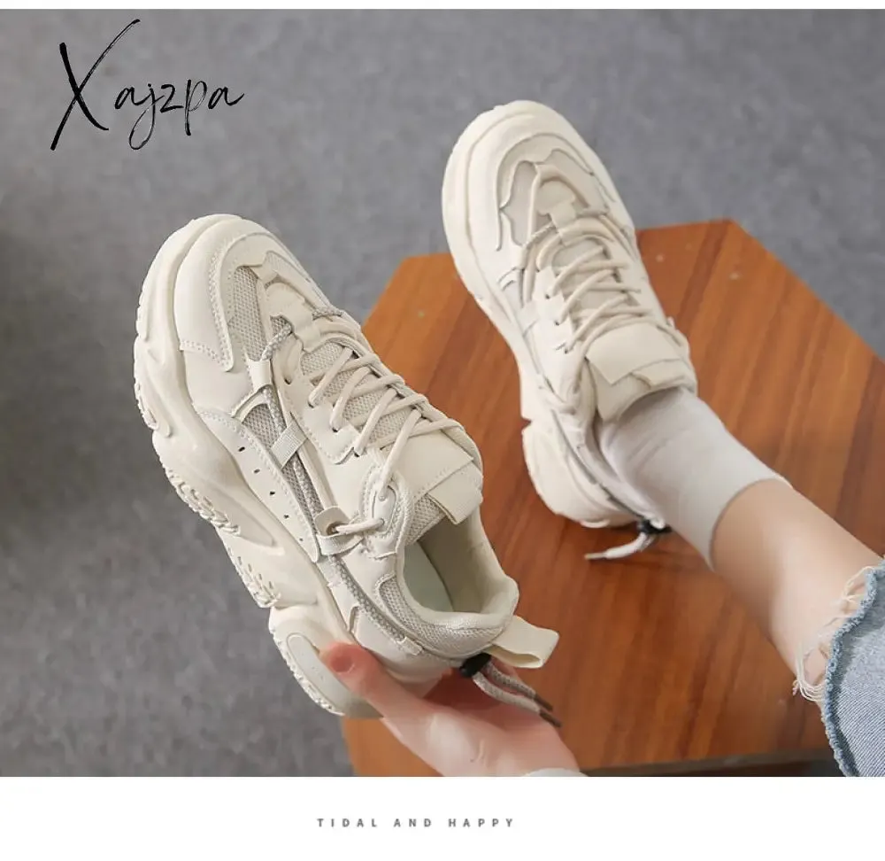 Xajzpa - Sneakers Women Spring Chunky Sneakers New Design Quality Woman Shoes Thick Sole Platform Sneakers Ladies Sport Shoes