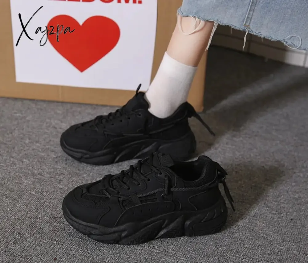 Xajzpa - Sneakers Women Spring Chunky Sneakers New Design Quality Woman Shoes Thick Sole Platform Sneakers Ladies Sport Shoes